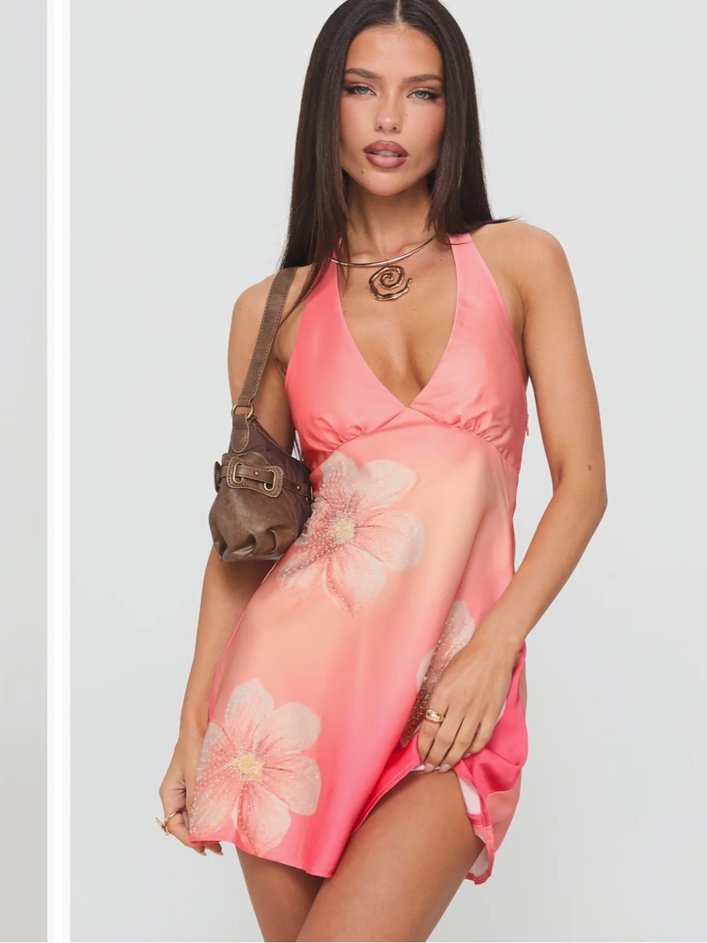 Nwt princess Polly Laleisa Floral Beaded Halter Minidress